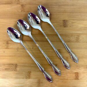 Oneida Strathmore Iced Tea Spoons Set Of 4 Deluxe Stainless Steel Vintage 90s
